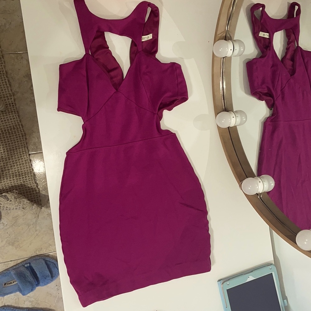 Beautiful purple sexy open on the back mini dress